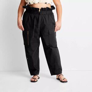 Women's High-Waisted Fold Over Cargo Pants Future Collective Jenny Lopez Size 14